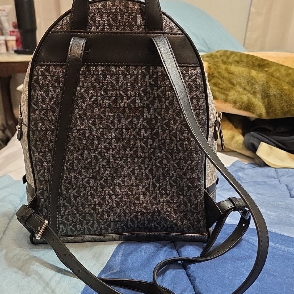 Michael Kors Monogram Black and Gray Backpack - Picture 2 of 4